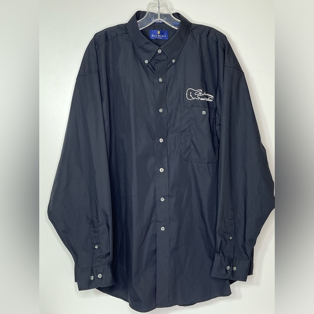 Bill Blass Guitars and Cadillacs Black Button Mens XL Long Sleeve Dress‎ Shirt